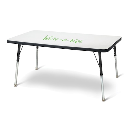 Jonti-Craft Berries Rectangle Dry Erase Table, 24 in. x 36 in., A-height, Write-n-Wipe/Black/Black 6478JCA420